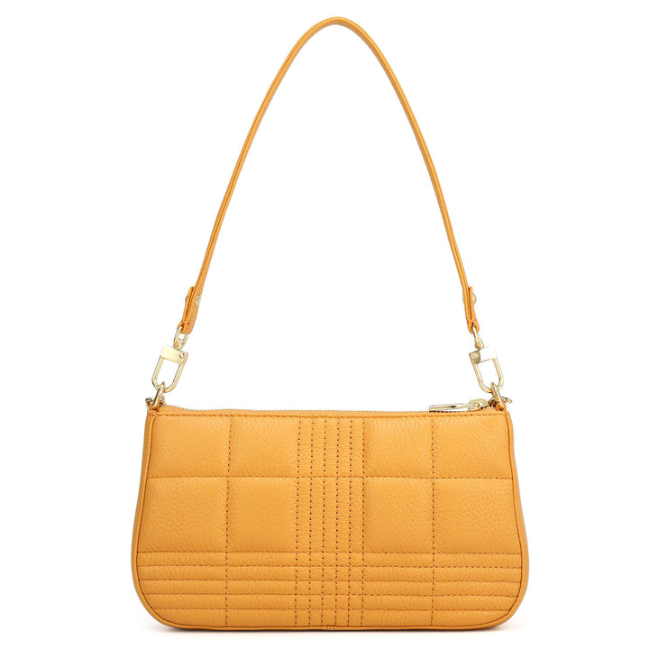 Small Wax Stripe Leather Baguette  - Apricot Crush