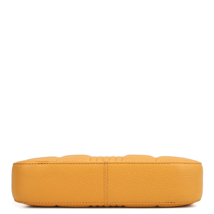 Small Wax Stripe Leather Baguette  - Apricot Crush