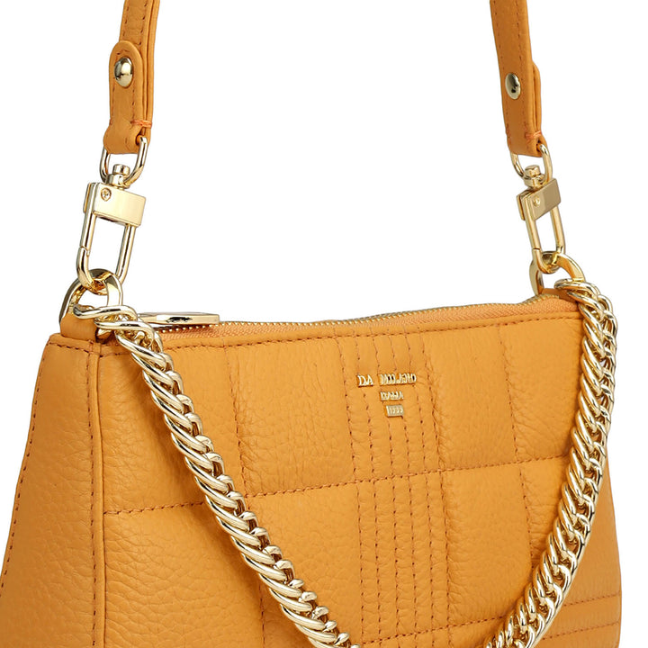 Small Wax Stripe Leather Baguette  - Apricot Crush