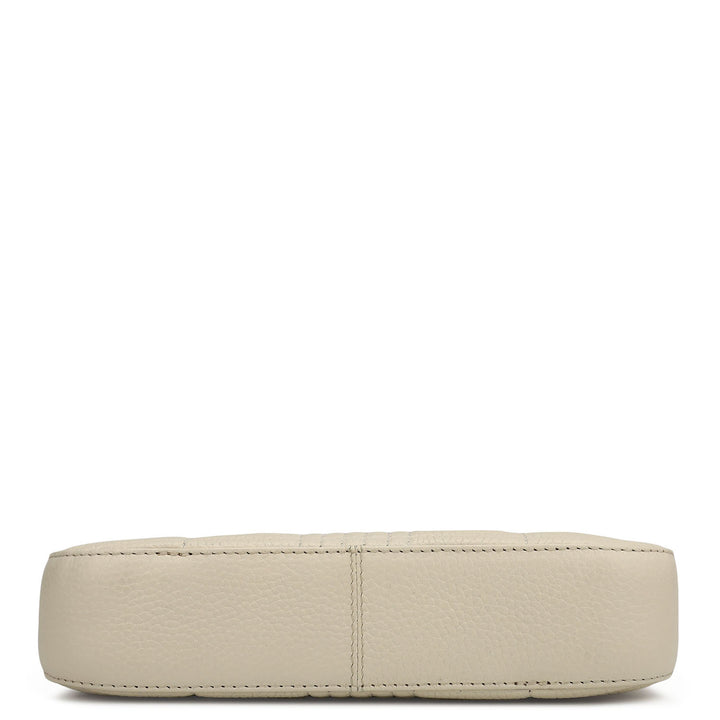 Small Wax Stripe Leather Baguette  - Off White