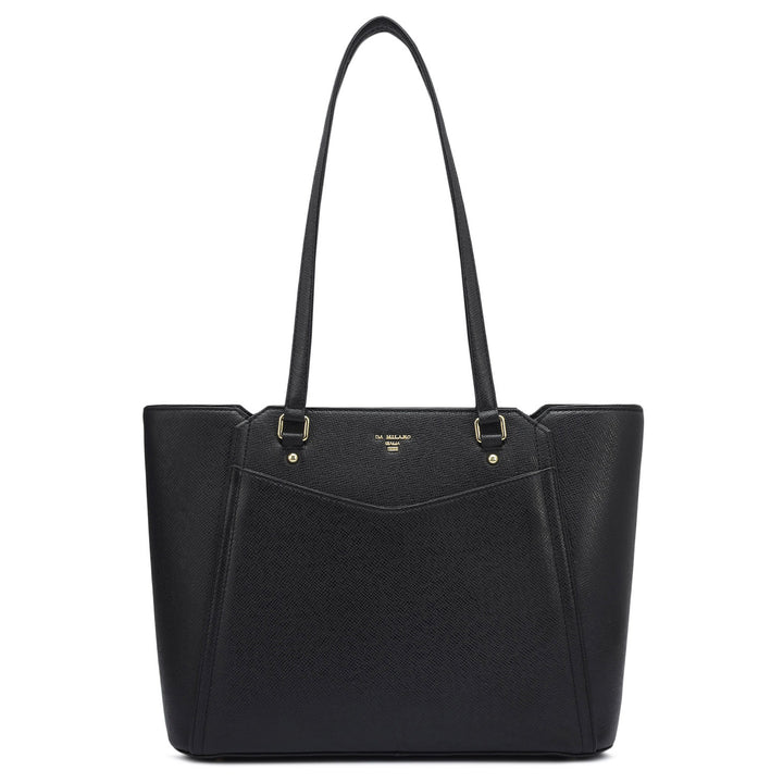 Small Franzy Leather Tote - Black