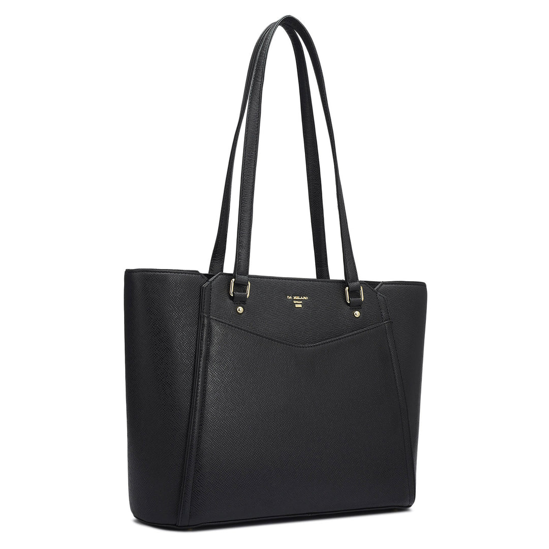 Small Franzy Leather Tote - Black