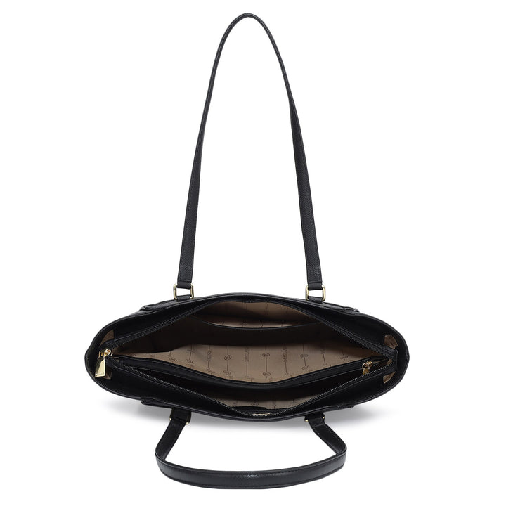 Small Franzy Leather Tote - Black