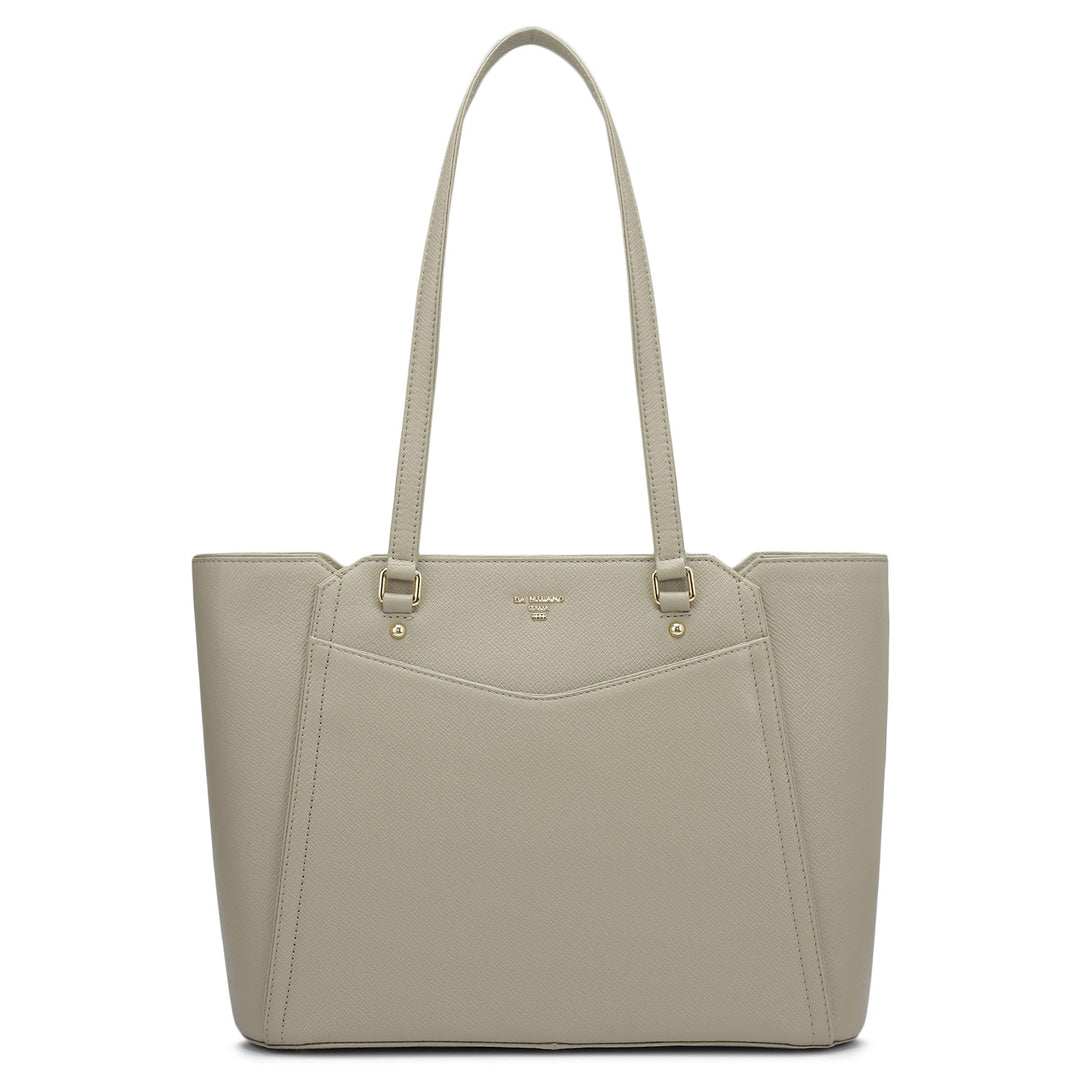 Small Franzy Leather Tote - Chalk