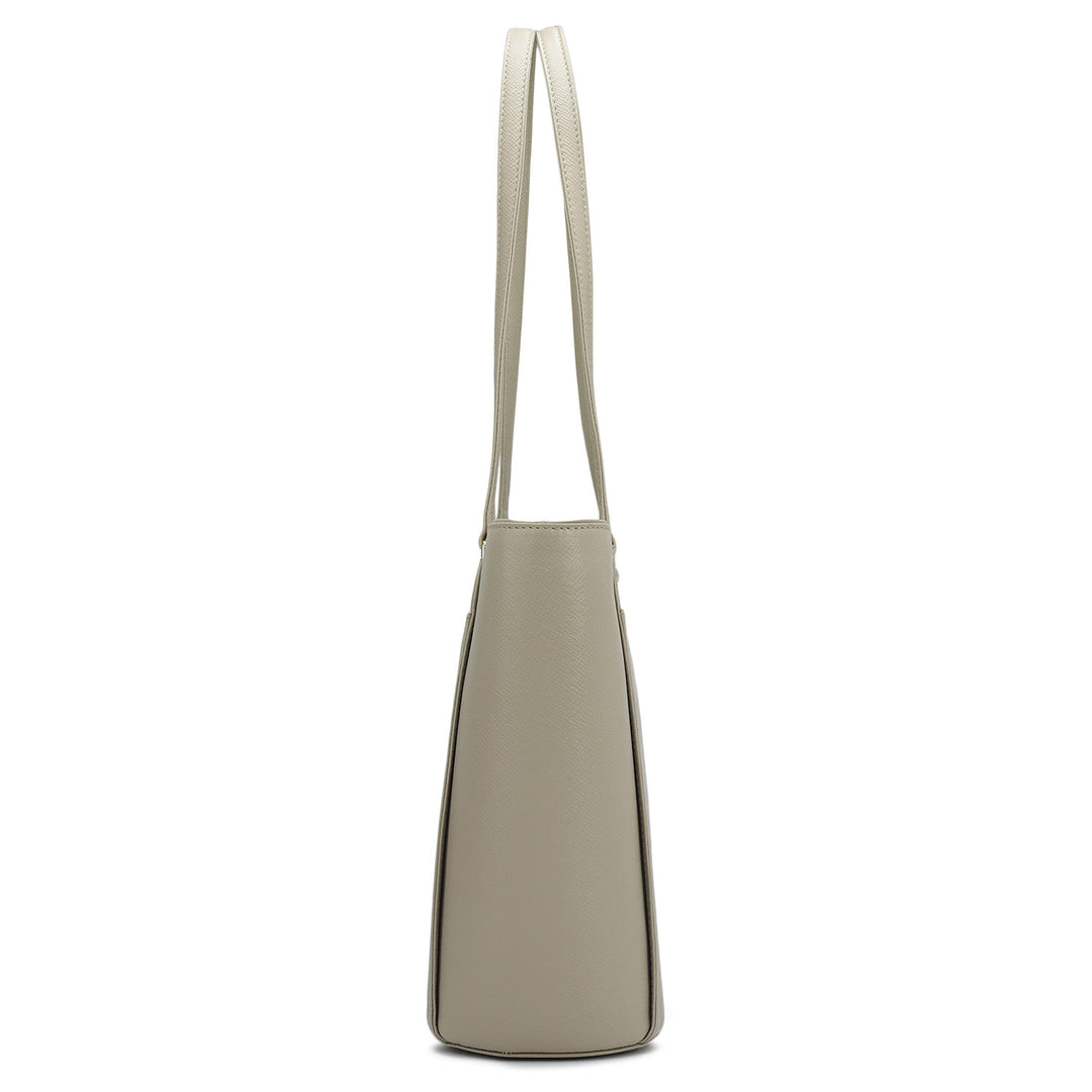 Small Franzy Leather Tote - Chalk