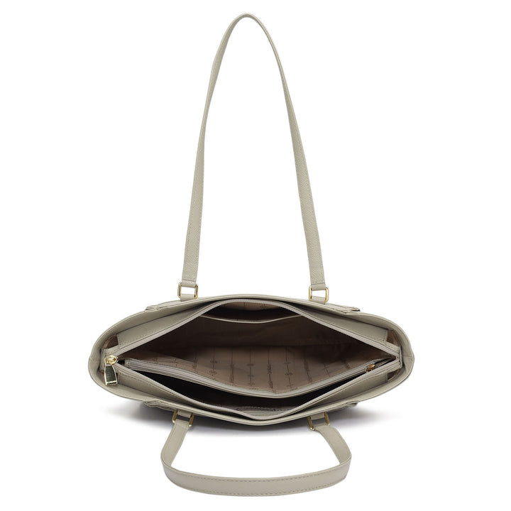 Small Franzy Leather Tote - Chalk