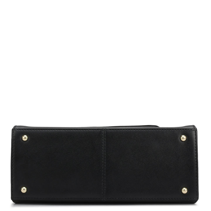 Small Plain Leather Shoulder Bag - Black