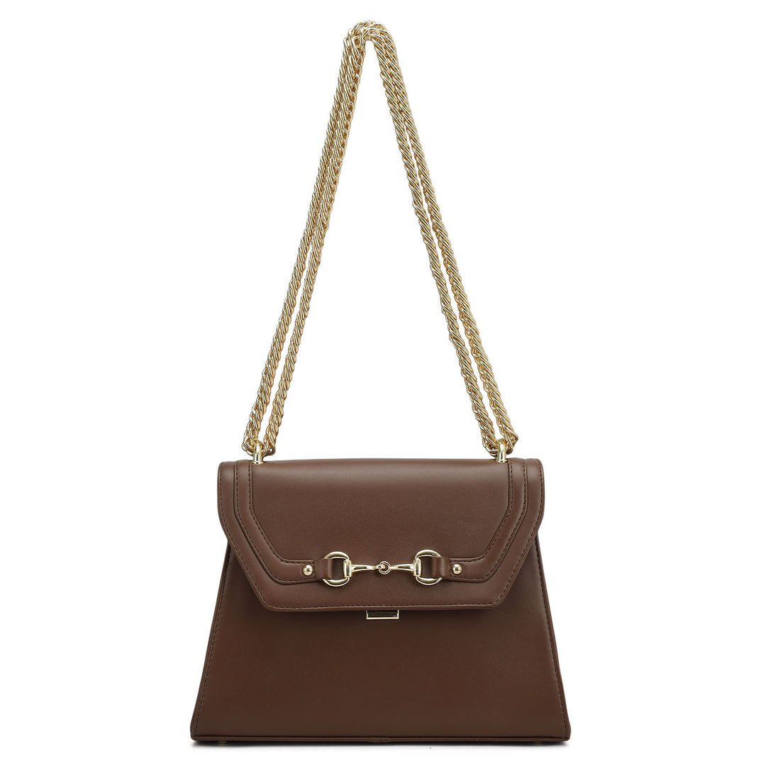 Small Plain Leather Shoulder Bag - Date
