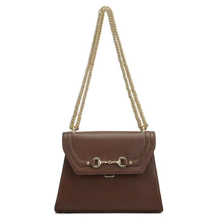 Small Plain Leather Shoulder Bag - Date