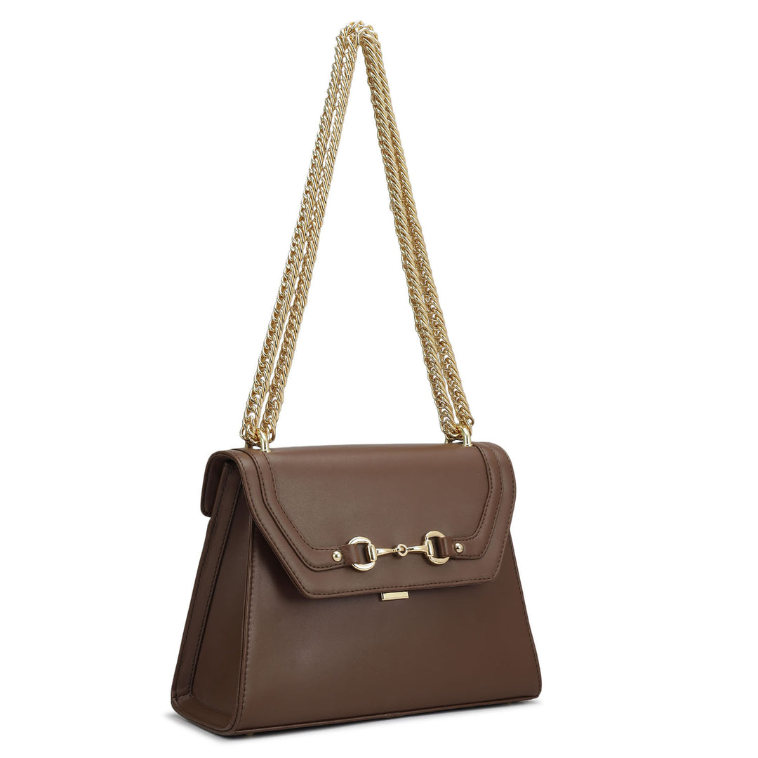 Small Plain Leather Shoulder Bag - Date