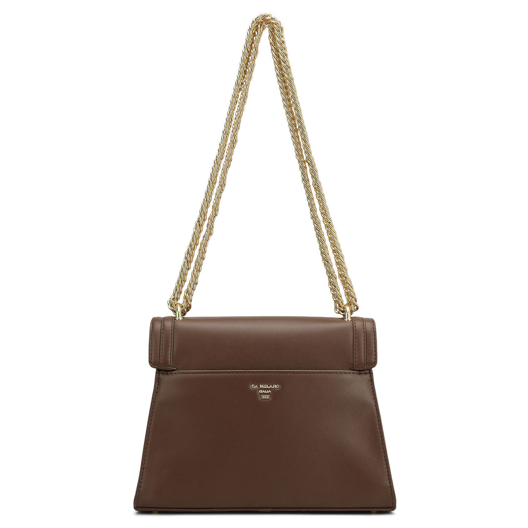 Small Plain Leather Shoulder Bag - Date