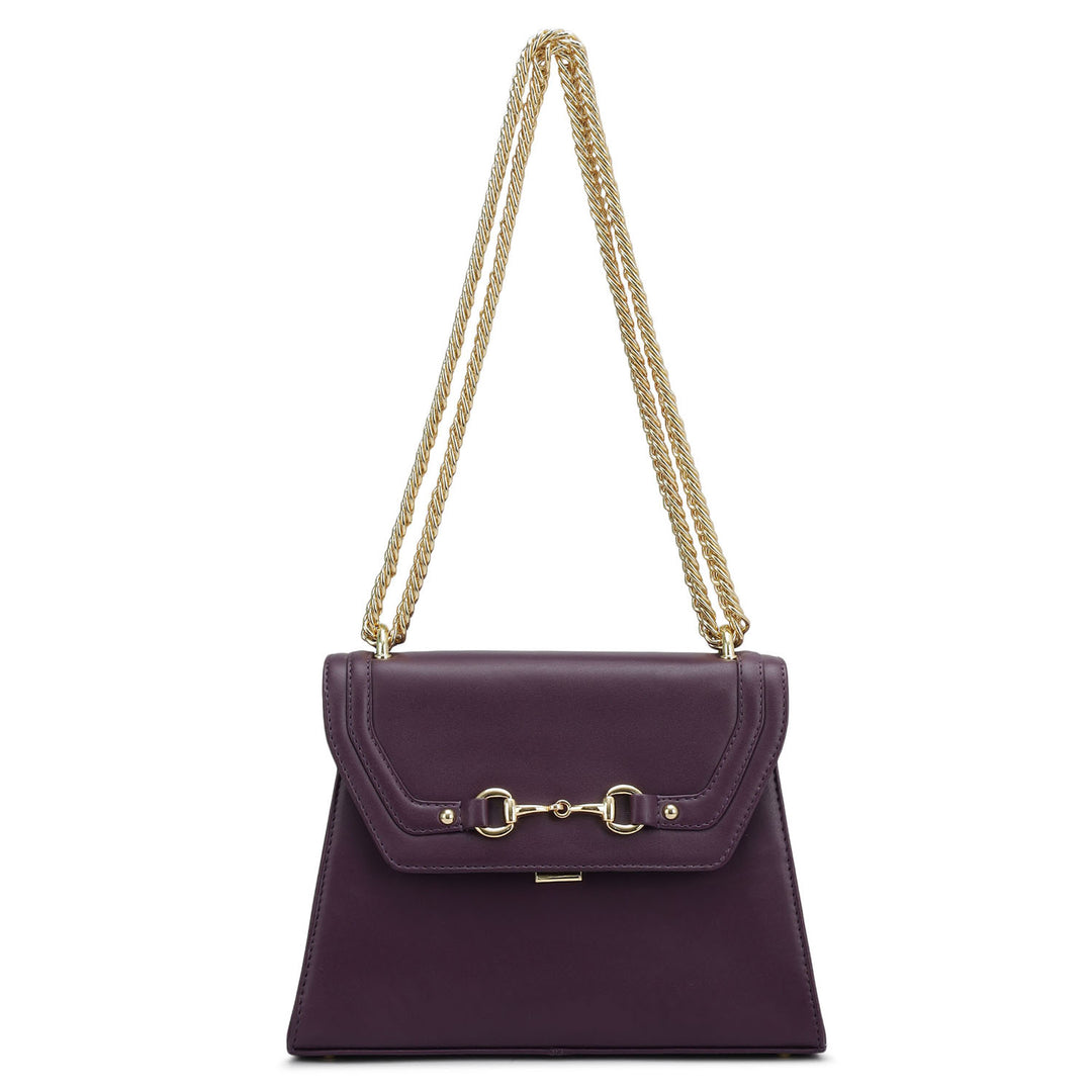 Small Plain Leather Shoulder Bag - Grapevine