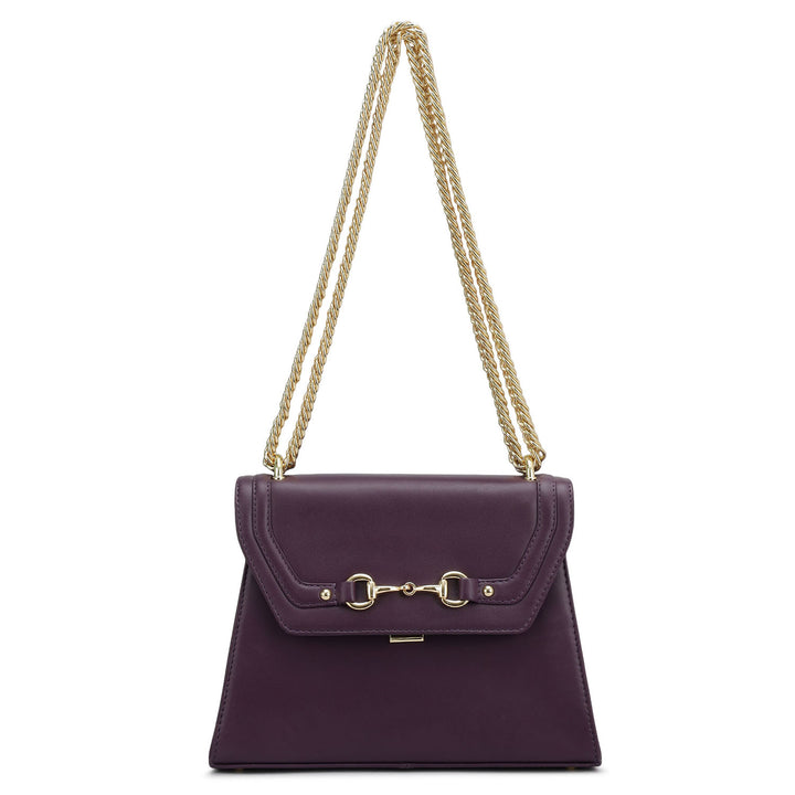 Small Plain Leather Shoulder Bag - Grapevine