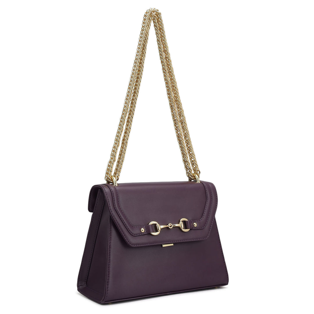 Small Plain Leather Shoulder Bag - Grapevine