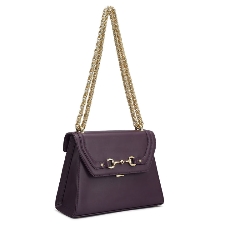 Small Plain Leather Shoulder Bag - Grapevine