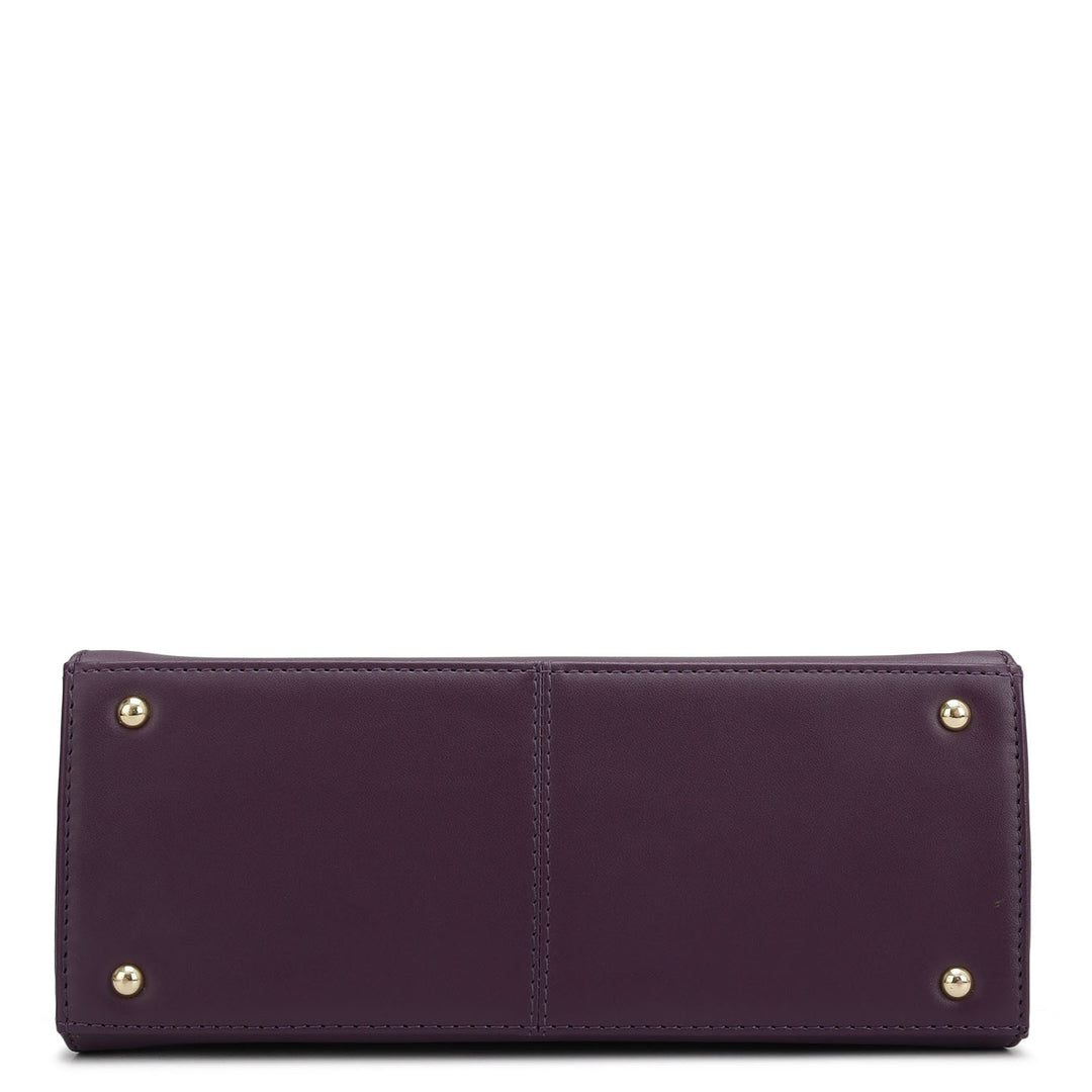 Small Plain Leather Shoulder Bag - Grapevine