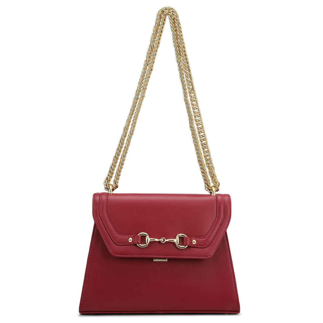 Small Plain Leather Shoulder Bag - Plumberry