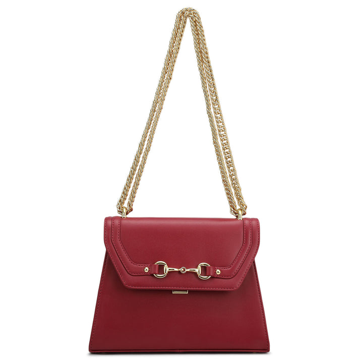 Small Plain Leather Shoulder Bag - Plumberry