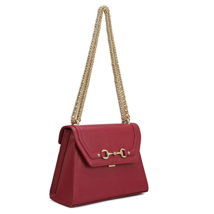Small Plain Leather Shoulder Bag - Plumberry