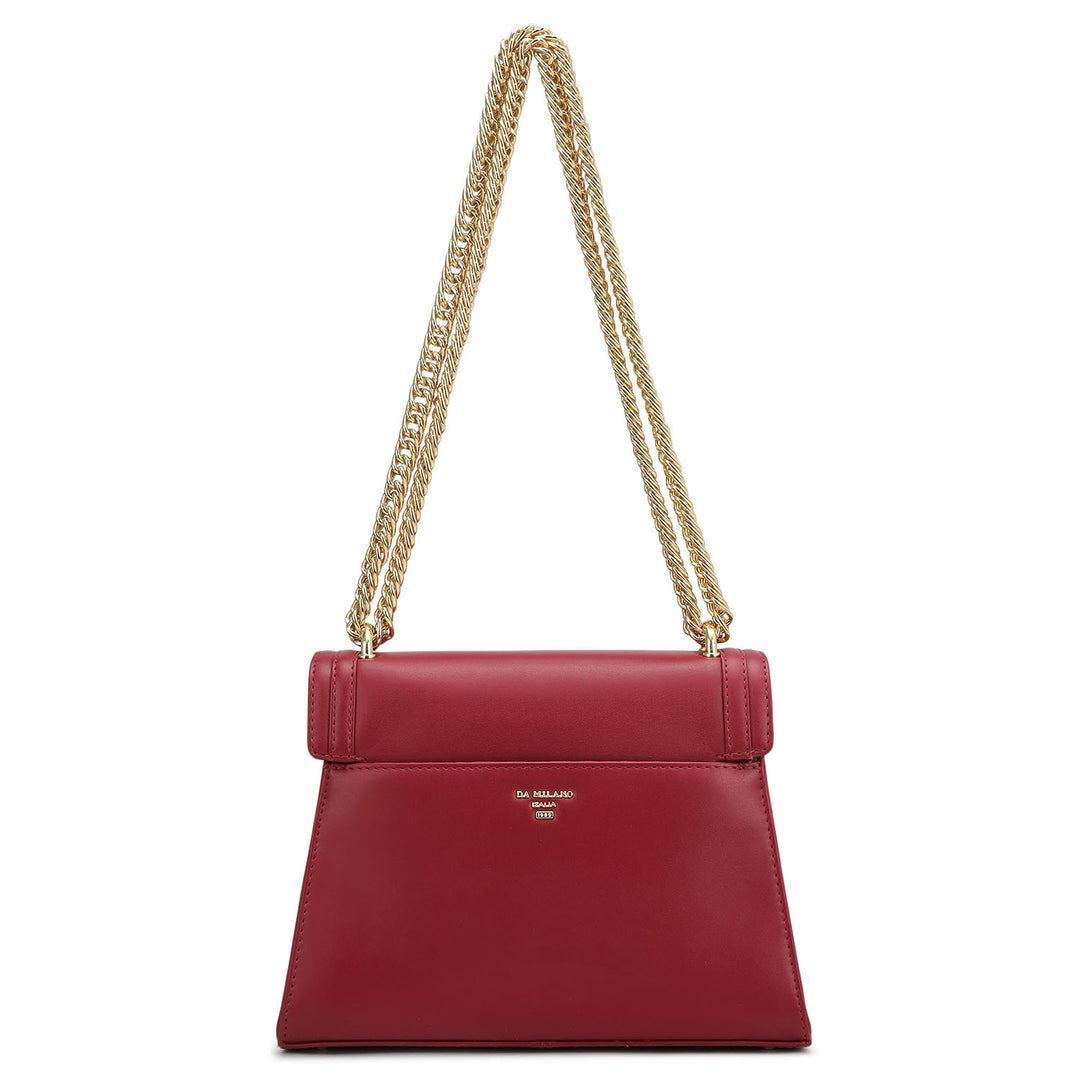 Small Plain Leather Shoulder Bag - Plumberry