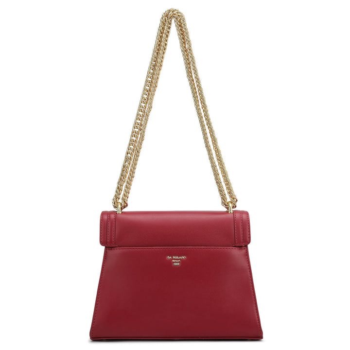 Small Plain Leather Shoulder Bag - Plumberry