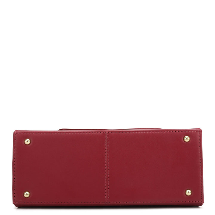 Small Plain Leather Shoulder Bag - Plumberry