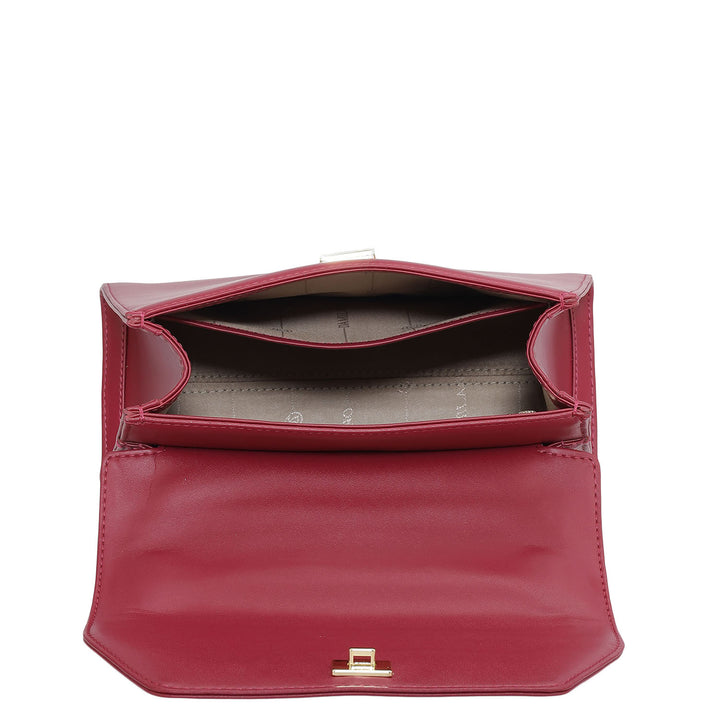 Small Plain Leather Shoulder Bag - Plumberry