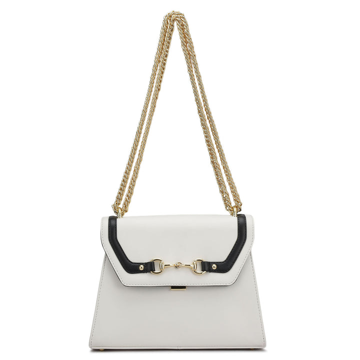 Small Plain Leather Shoulder Bag - Snow