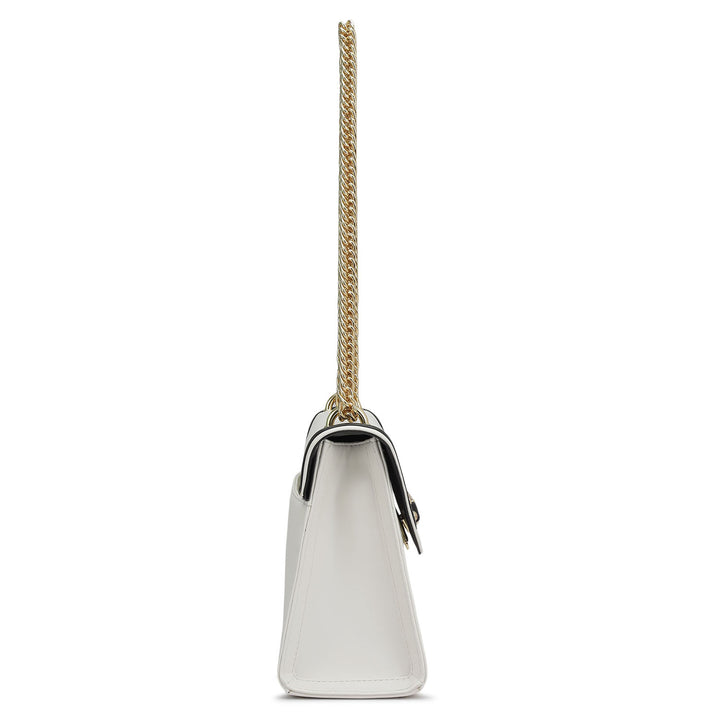 Small Plain Leather Shoulder Bag - Snow