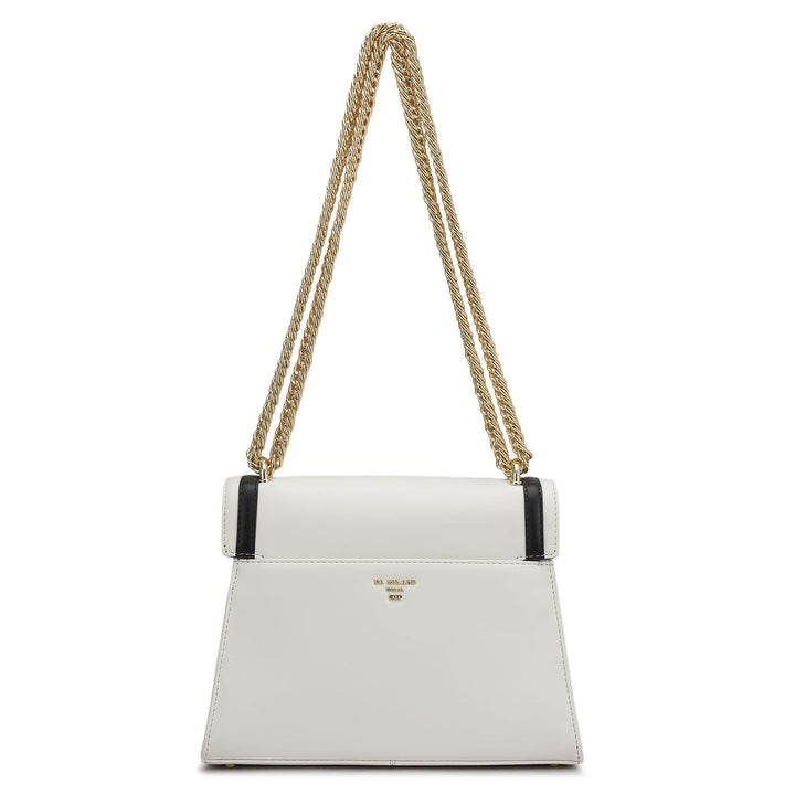 Small Plain Leather Shoulder Bag - Snow