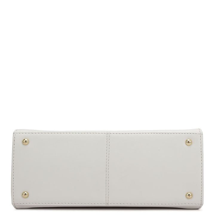 Small Plain Leather Shoulder Bag - Snow