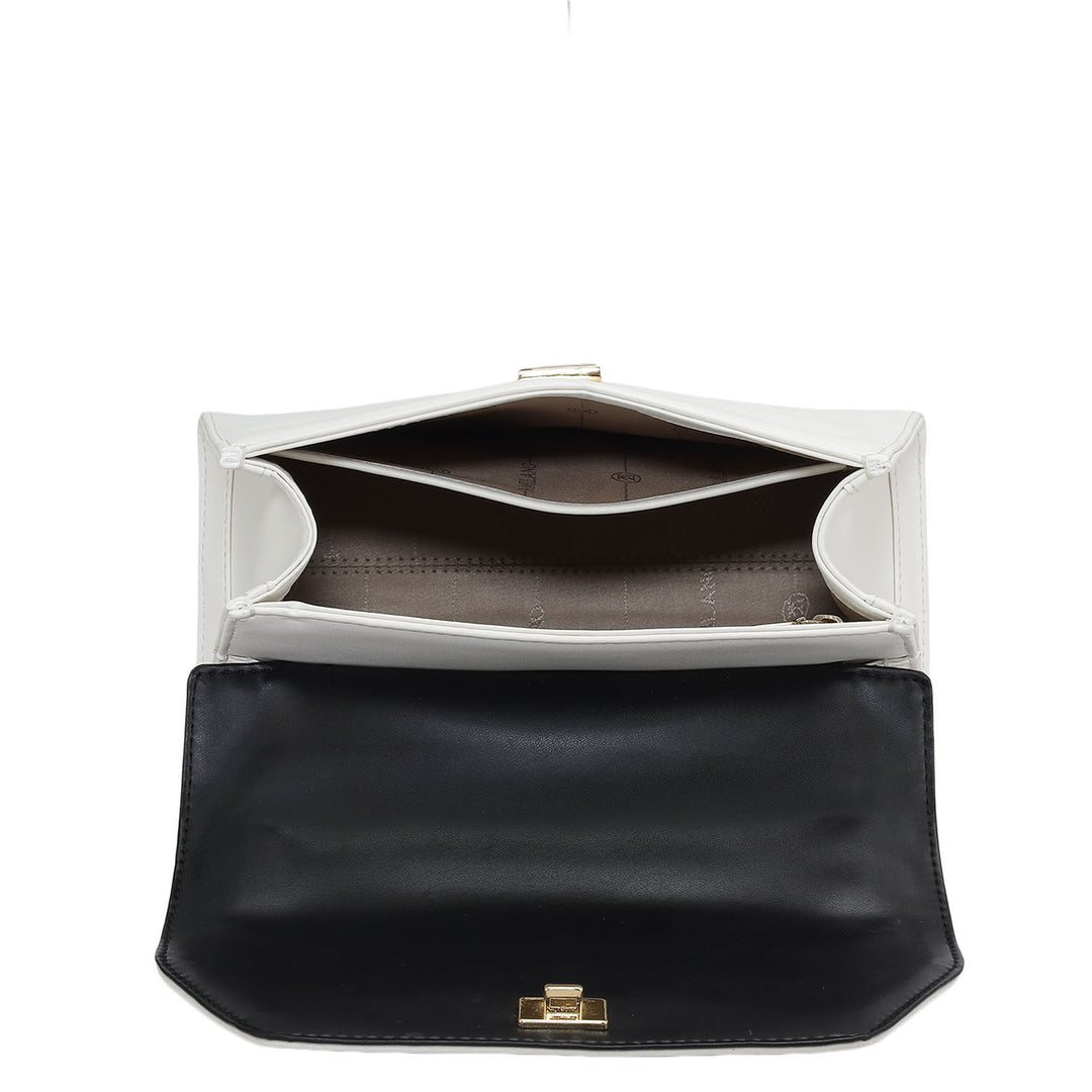 Small Plain Leather Shoulder Bag - Snow