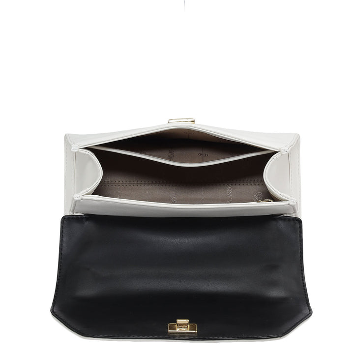 Small Plain Leather Shoulder Bag - Snow