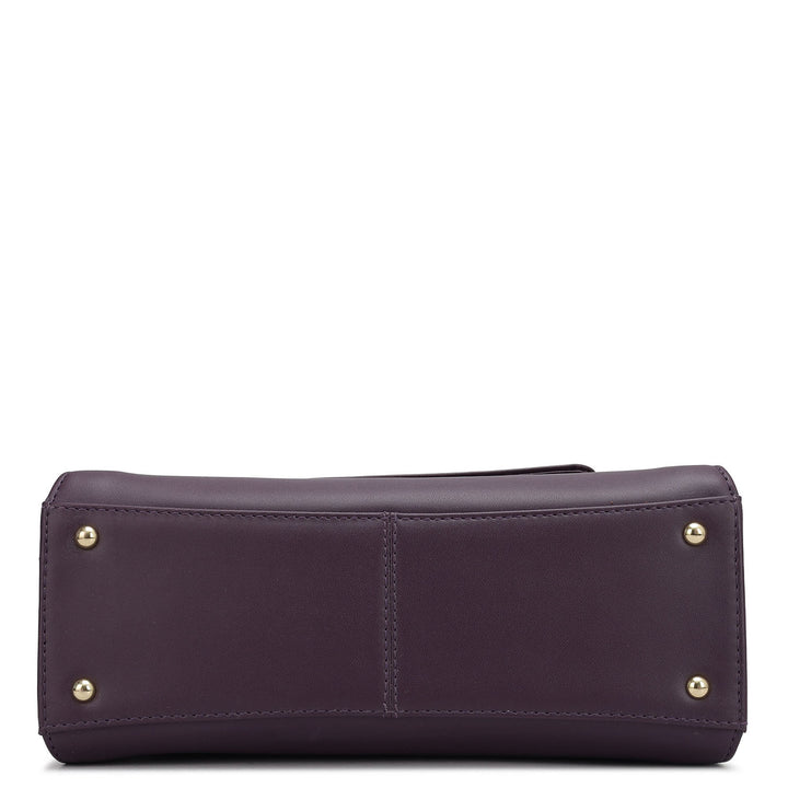 Small Plain Leather Satchel - Grapevine