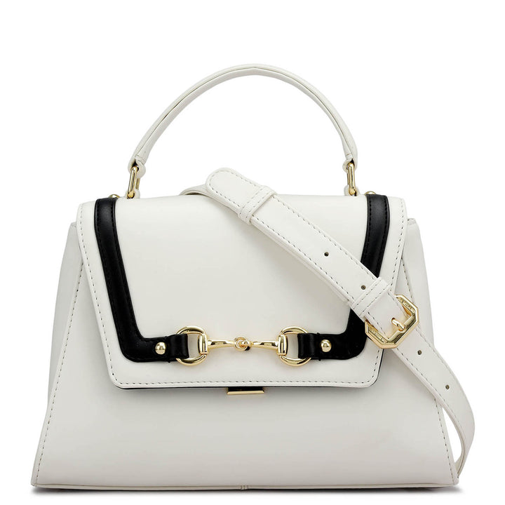 Small Plain Leather Satchel - Snow