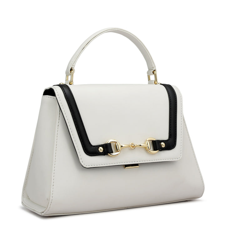 Small Plain Leather Satchel - Snow