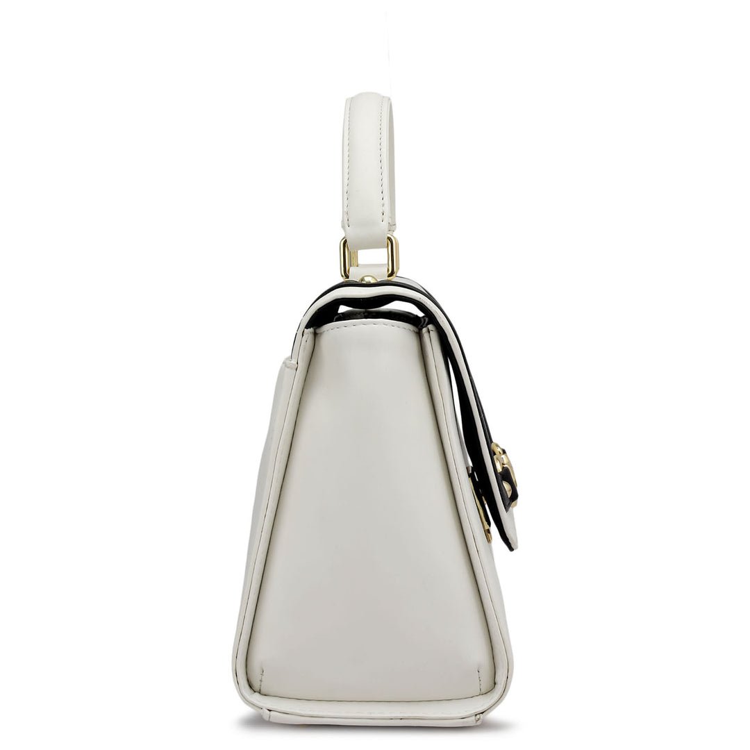 Small Plain Leather Satchel - Snow