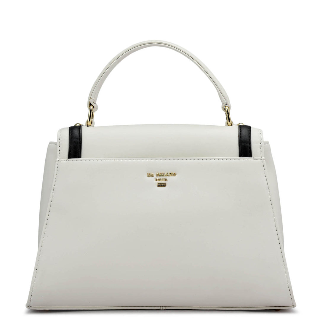 Small Plain Leather Satchel - Snow