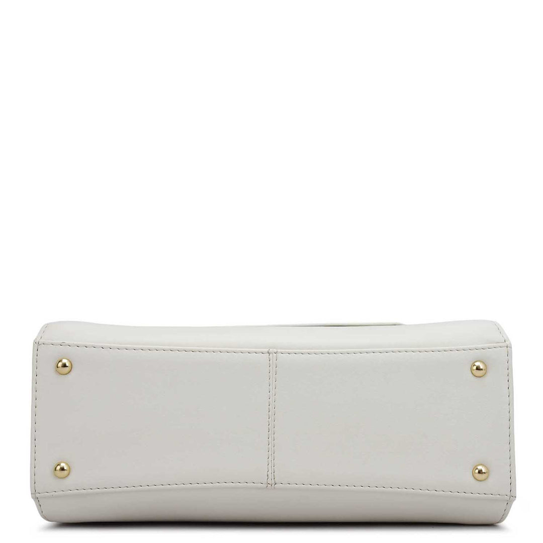 Small Plain Leather Satchel - Snow