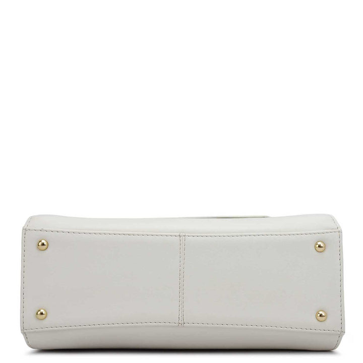 Small Plain Leather Satchel - Snow