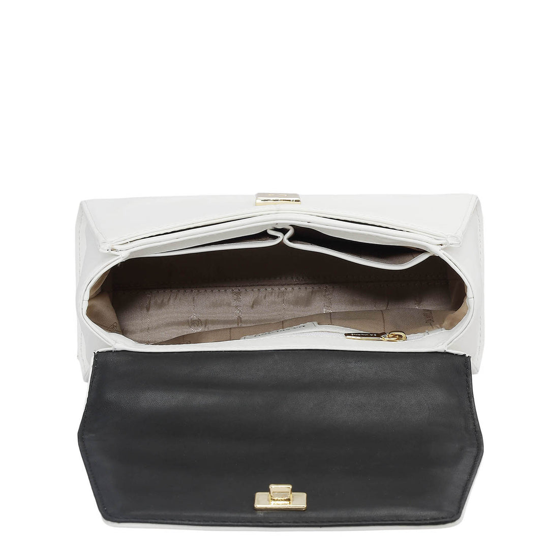 Small Plain Leather Satchel - Snow