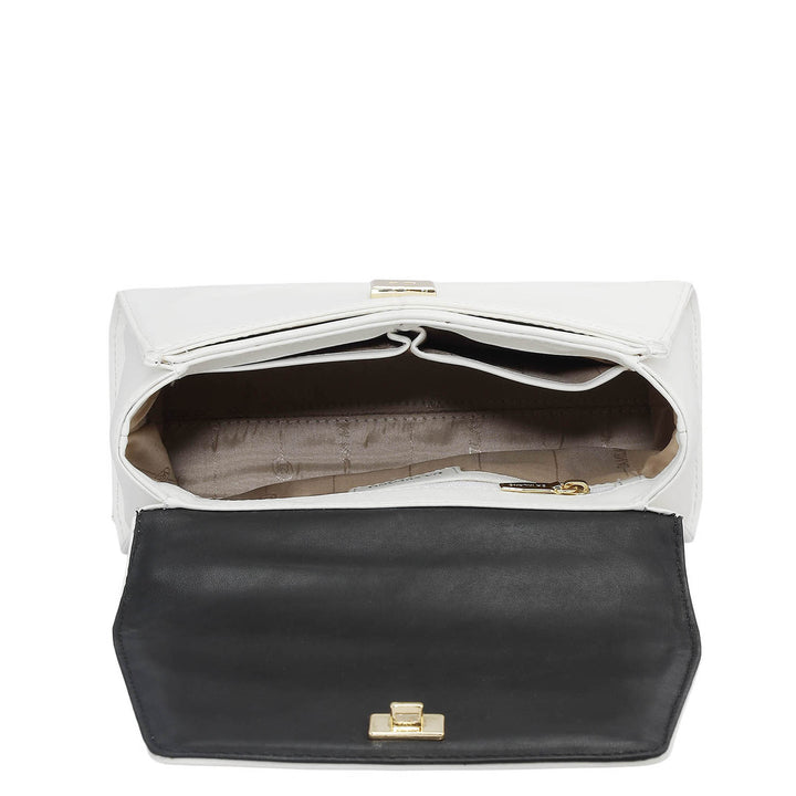 Small Plain Leather Satchel - Snow