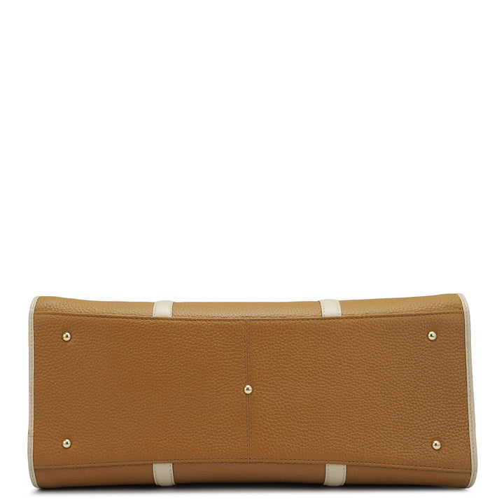 Large  Wax Leather Satchel - Caramel