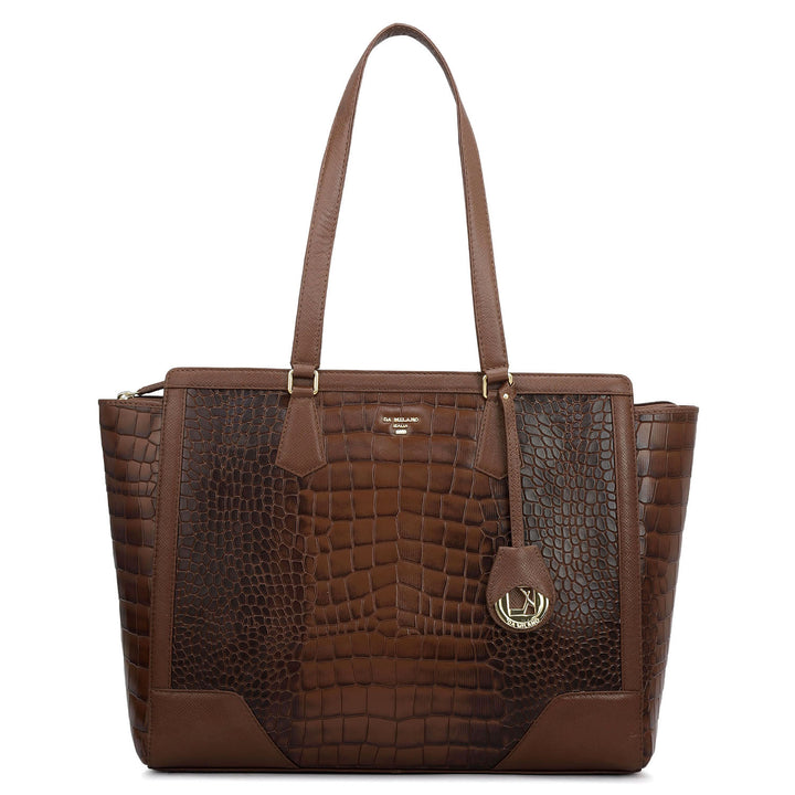 Large Croco Franzy Leather Tote - Date