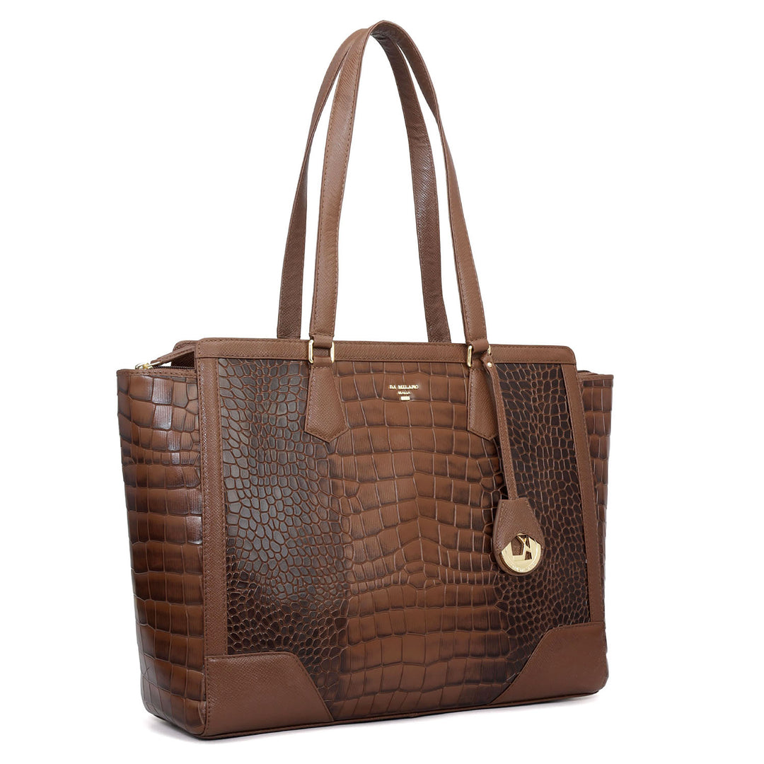 Large Croco Franzy Leather Tote - Date