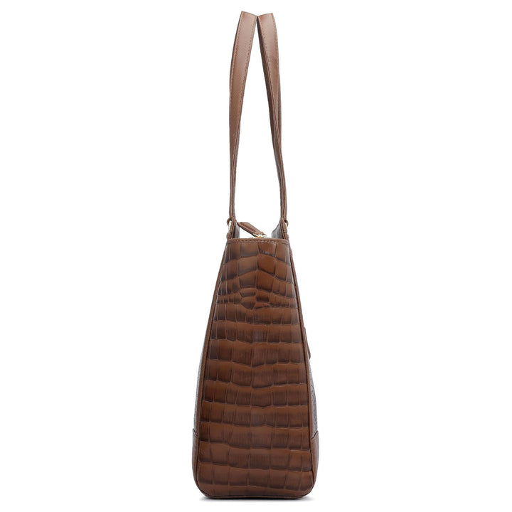 Large Croco Franzy Leather Tote - Date