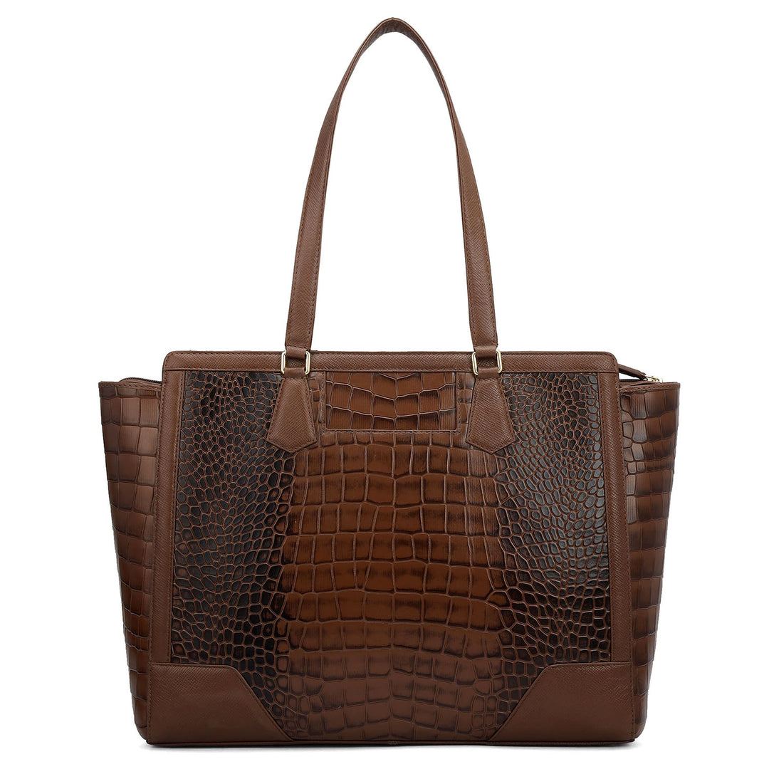 Large Croco Franzy Leather Tote - Date