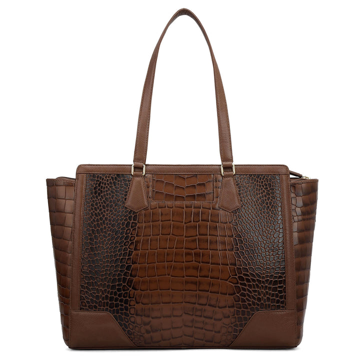 Large Croco Franzy Leather Tote - Date