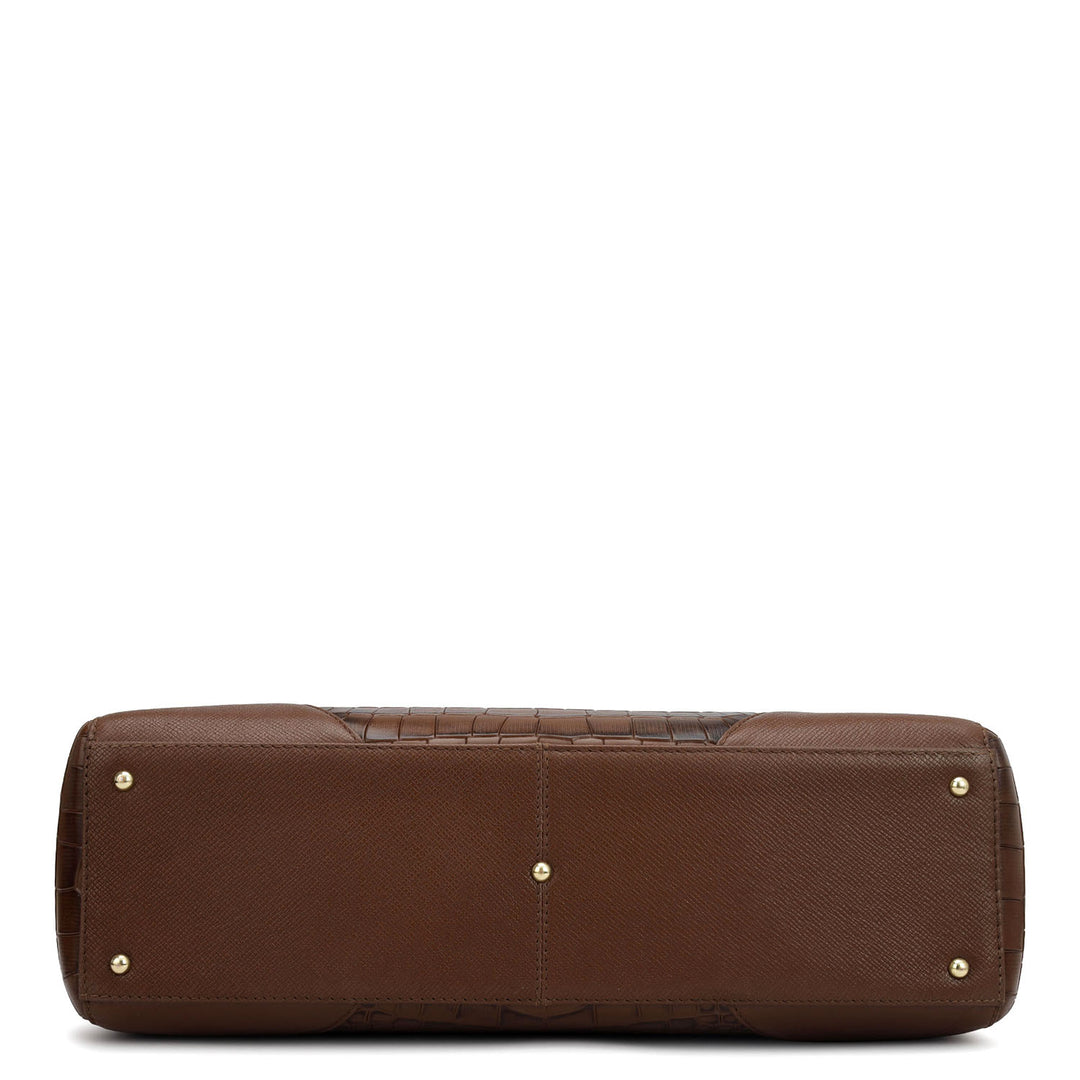 Large Croco Franzy Leather Tote - Date