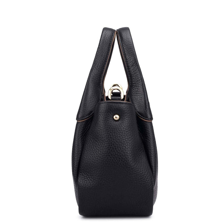 Small Wax Leather Satchel - Black